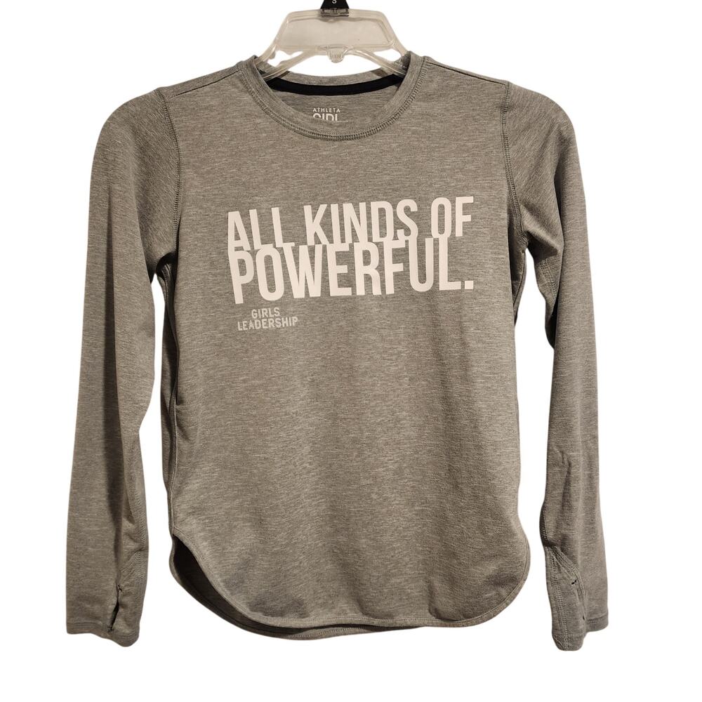 Athleta Girl Long Sleeve ALL KINDS OF POWERFUL Gray Athletic Shirt Size M